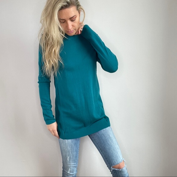 J. Jill Teal Aqua Long Tunic Sweater Size Small Tall - Picture 5 of 11